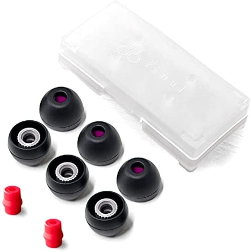 Final Audio Black+Black/Red Silicone Type E Eartips kit with Case and Nozzle Adaptor Compatible with 1More, AKG, Audio-Technica, Beats by Dre, Campfire Audio, Empire Ears, Shure, Sony, Westone (Med) - Image 1